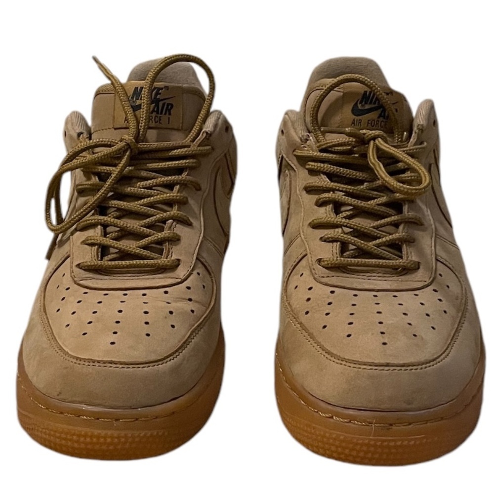 Nike Air Force 1 Men's Padded Collar Flax Wheat Gum Sole Athletic Shoes, Sz 8.5